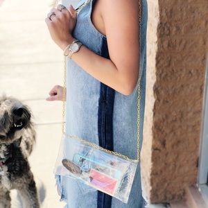Game Day Divas Clear Handbag-Gold Chain